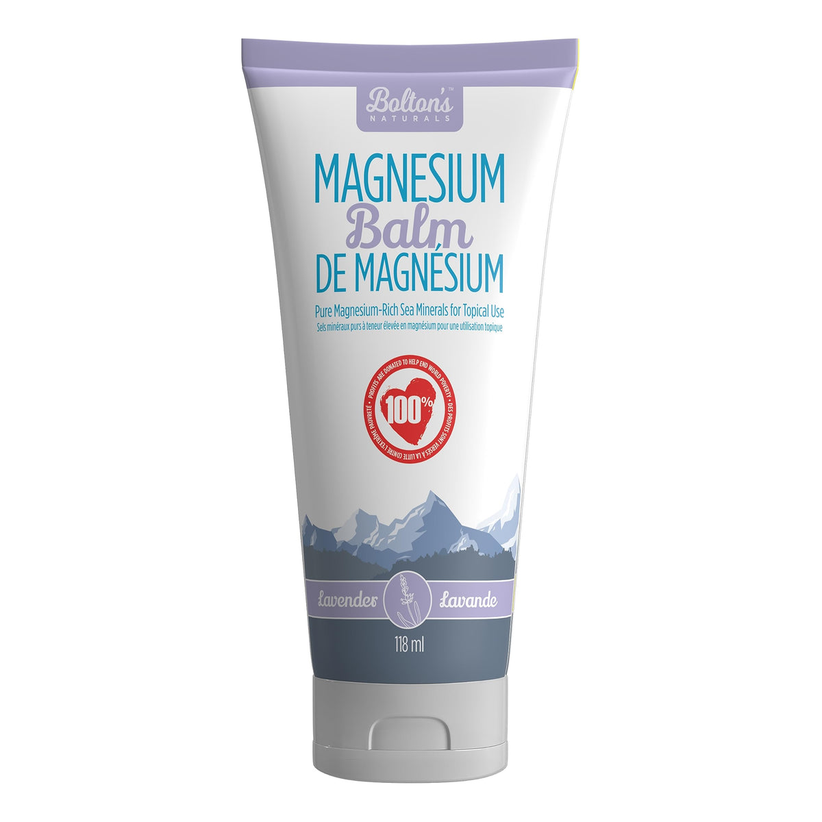 Bolton's Naturals Unscented Magnesium Chloride Balm tube closeup highlighting creamy texture for easy application