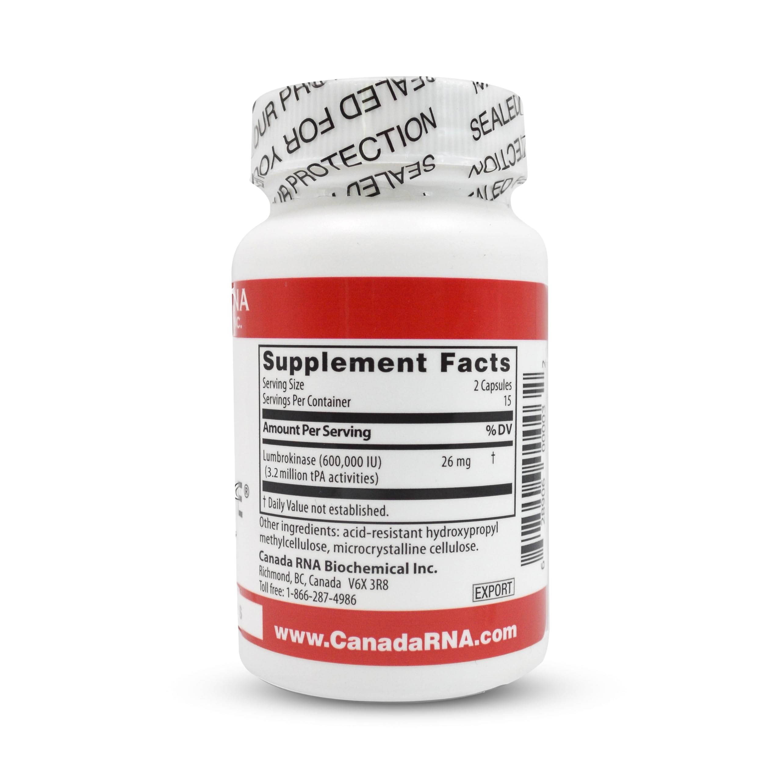 Boluoke Canada RNA lumbrokinase cap closeup highlighting capsule design for daily use
