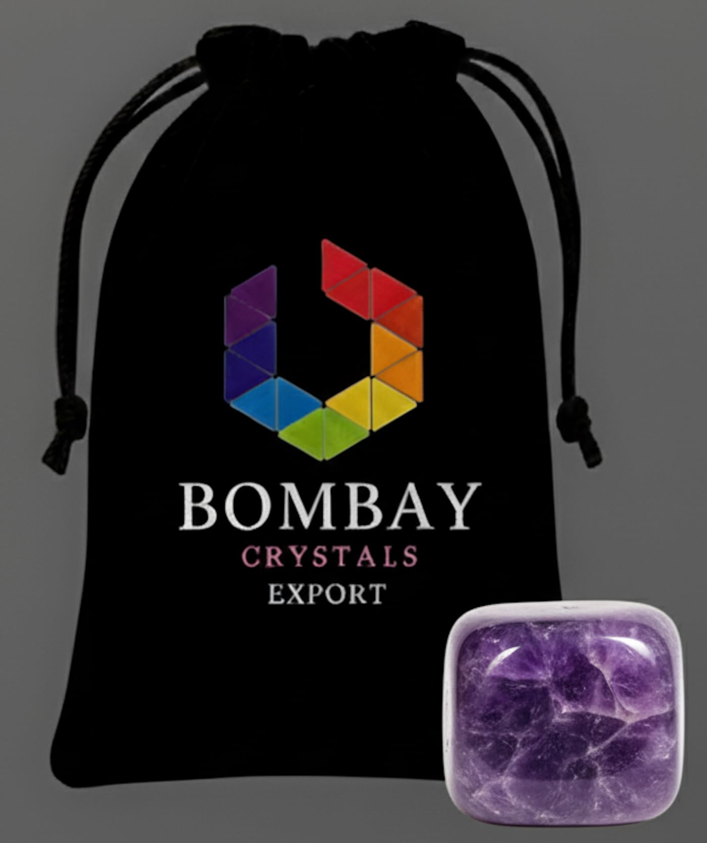Bombay Crystals Export amethyst tumbled stone polished surface for home chakra balance.