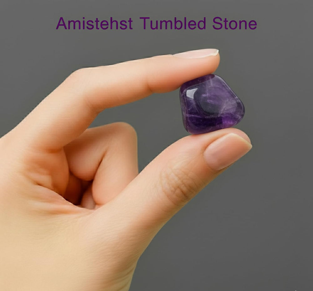Bombay Crystals Export amethyst tumbled stone for spiritual decor and calming ambiance.