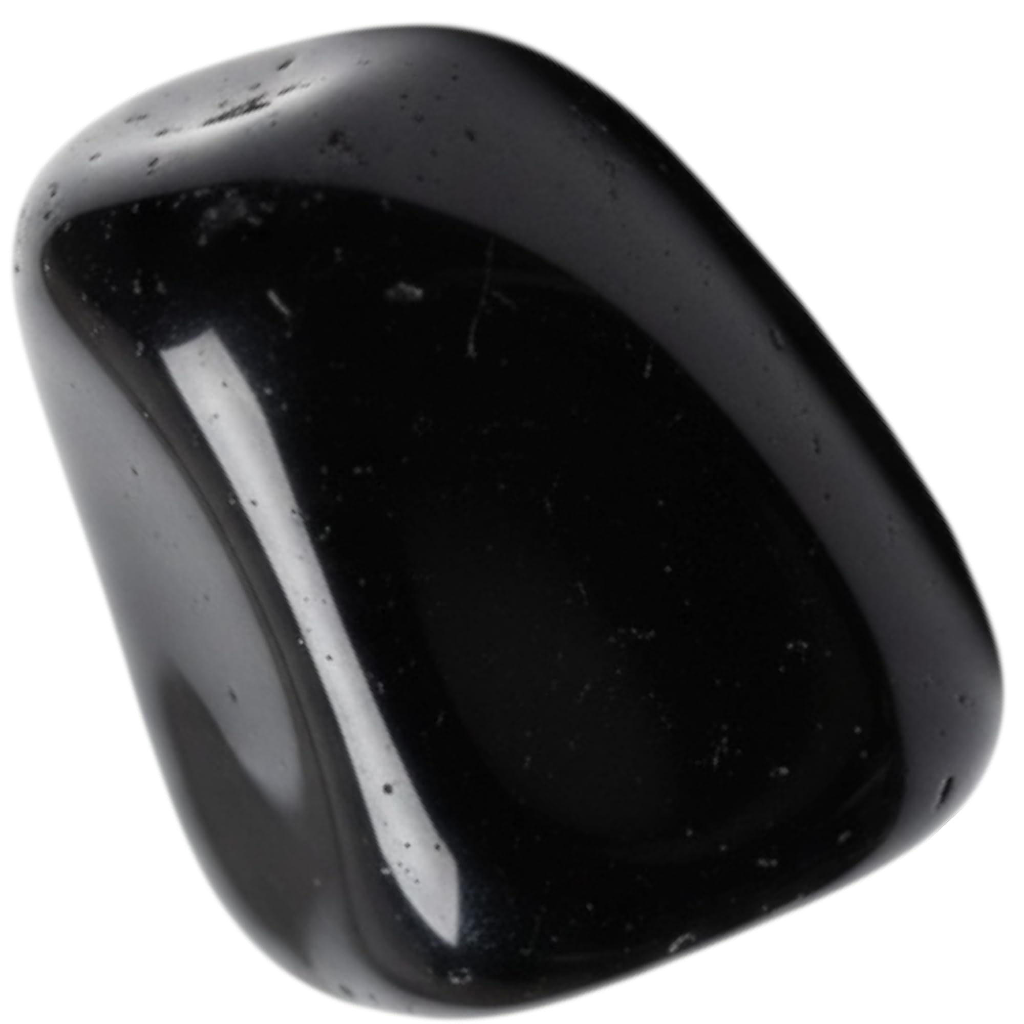 Bombay Crystals Export Black Obsidian tumbled stone with glossy finish for grounding during meditation.