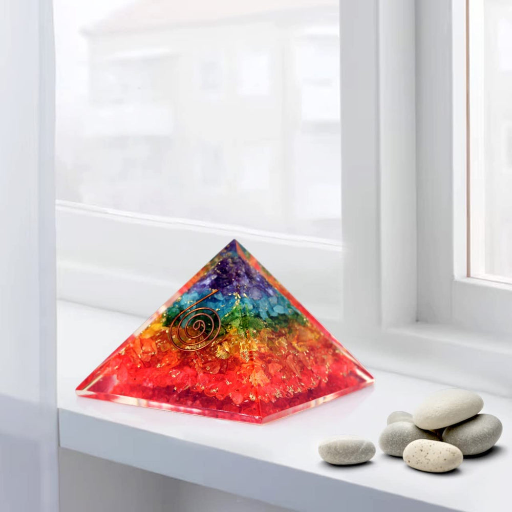 BOMBAY CRYSTALS EXPORT Chakra balance pyramid enhances sacred spaces and daily rituals.