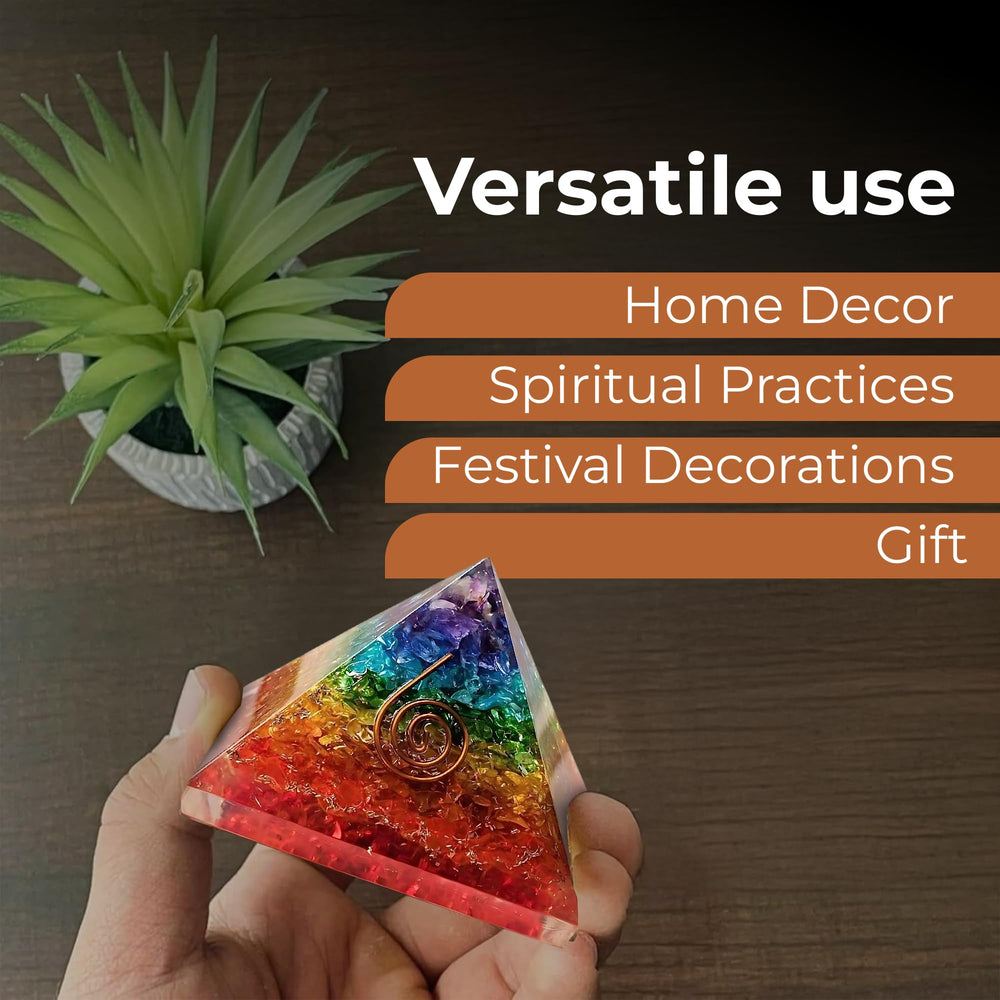 BOMBAY CRYSTALS EXPORT Handmade copper and resin pyramid with unique energy patterns.
