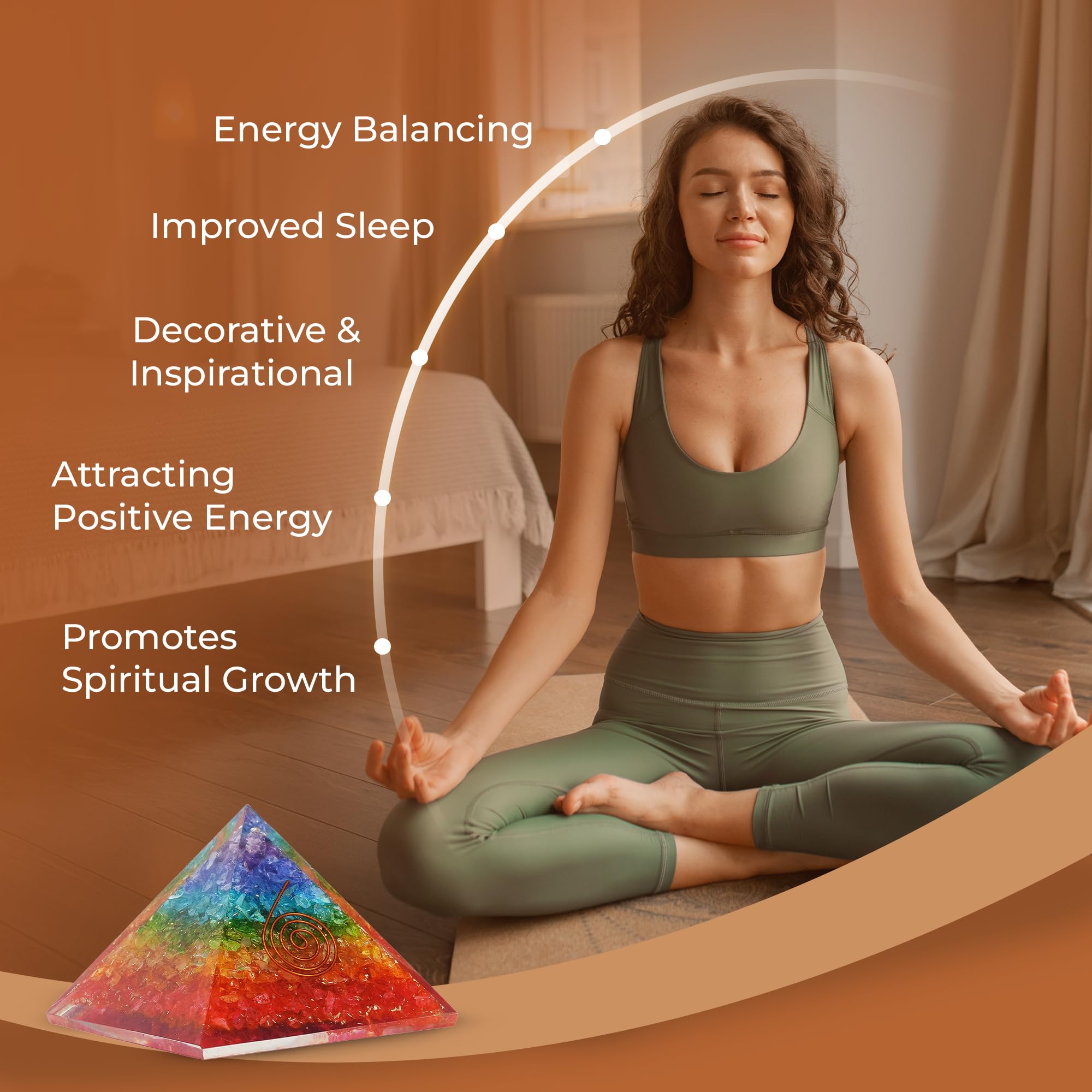 BOMBAY CRYSTALS EXPORT Orgone pyramid gemstone layers support chakra alignment and inner harmony.