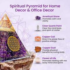 Bombay Crystals Export amethyst pyramid glow enhances focus and relaxation in sacred space