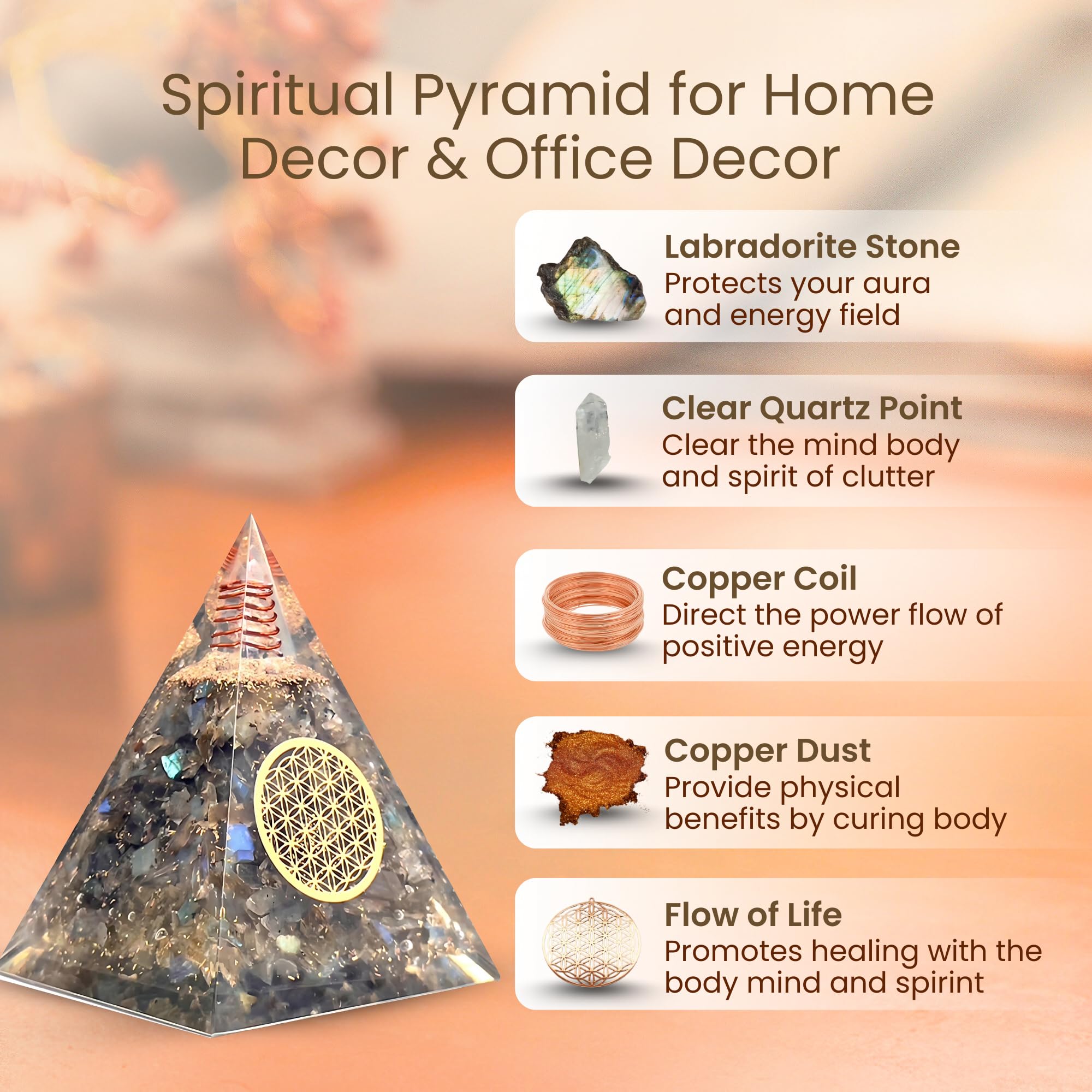 Bombay Crystals Export Money energy pyramid suggesting wealth vibes for mindful spaces.