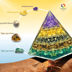 Bombay Crystals Money Magnet Pyramid on a desk boosting positive energy at work.