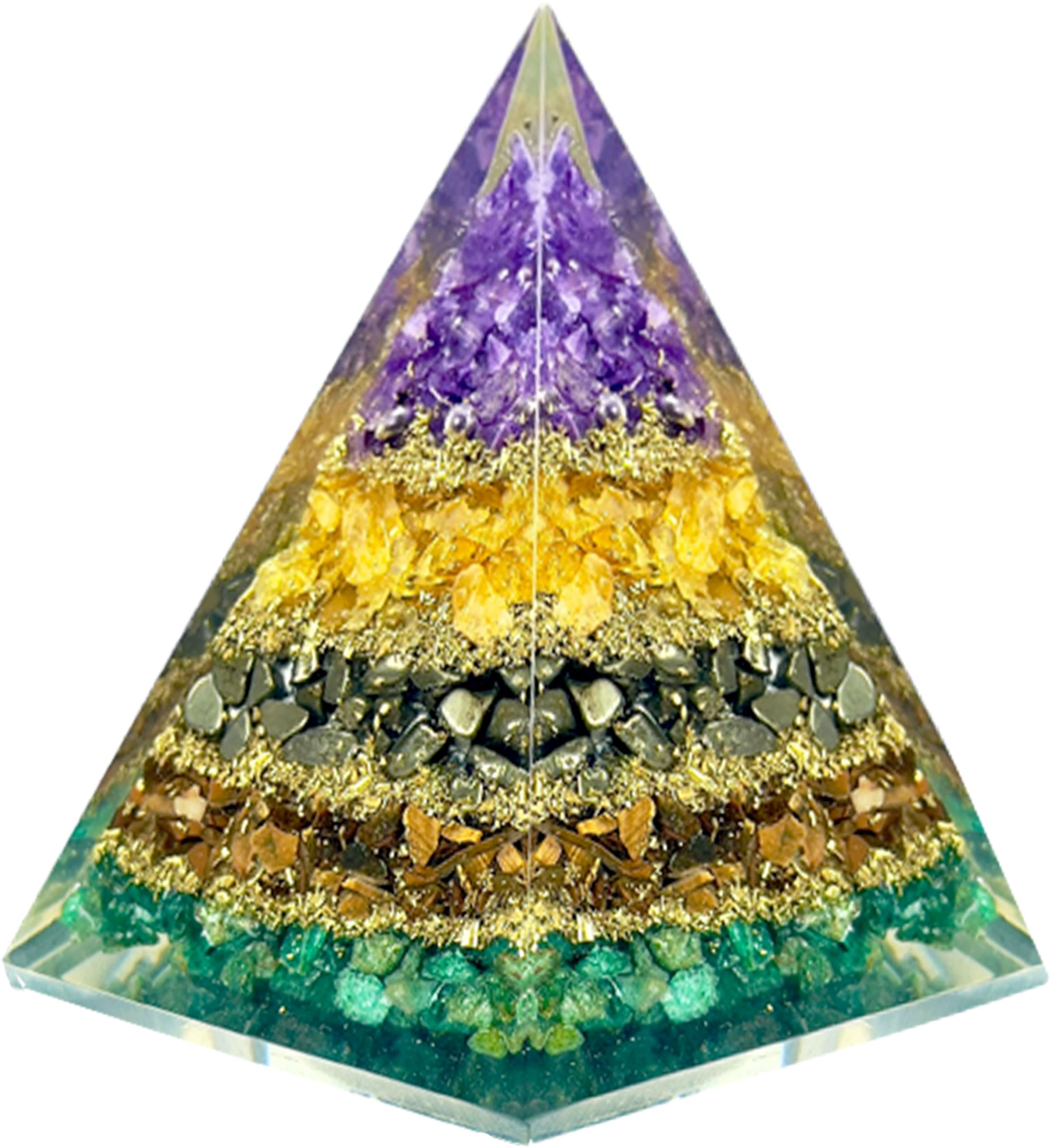 Bombay Crystals Money Magnet Pyramid on a meditation altar supporting intention.
