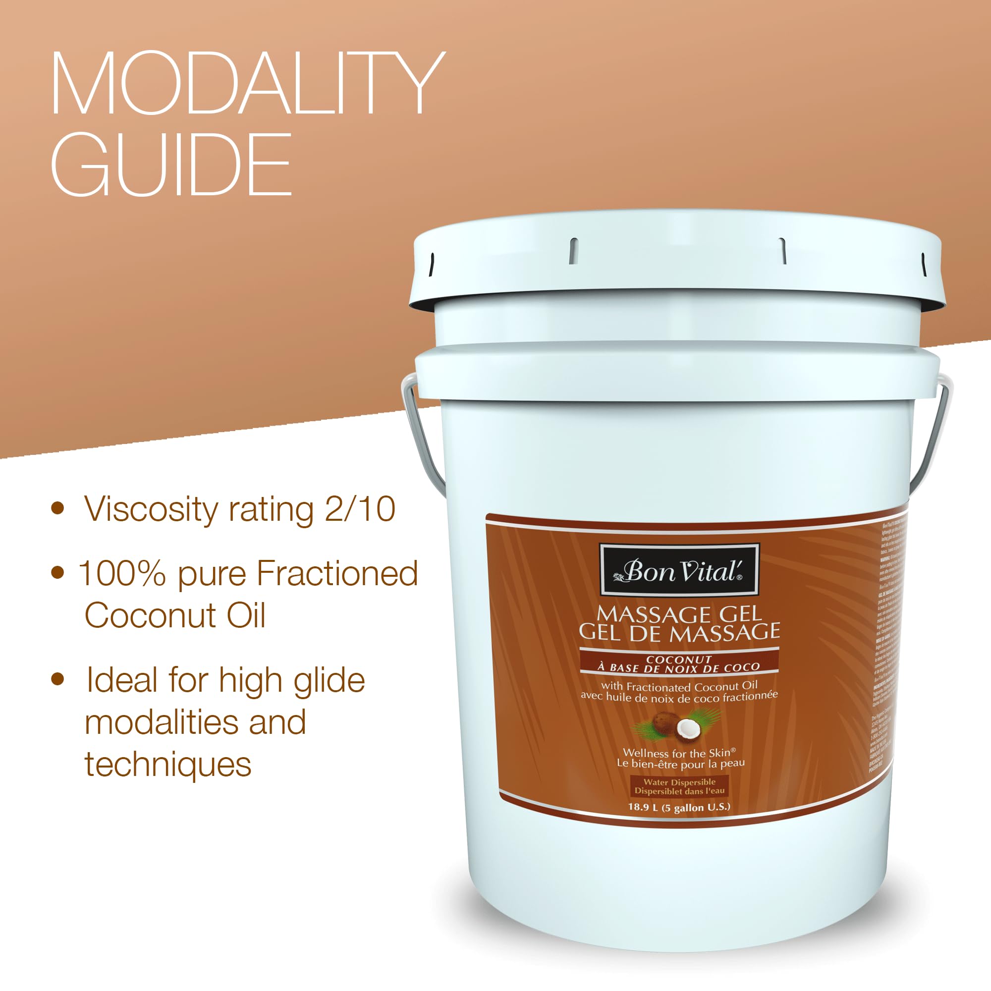 Bon Vital' Coconut Gel unscented formula designed for aromatherapy blending with essential oils.