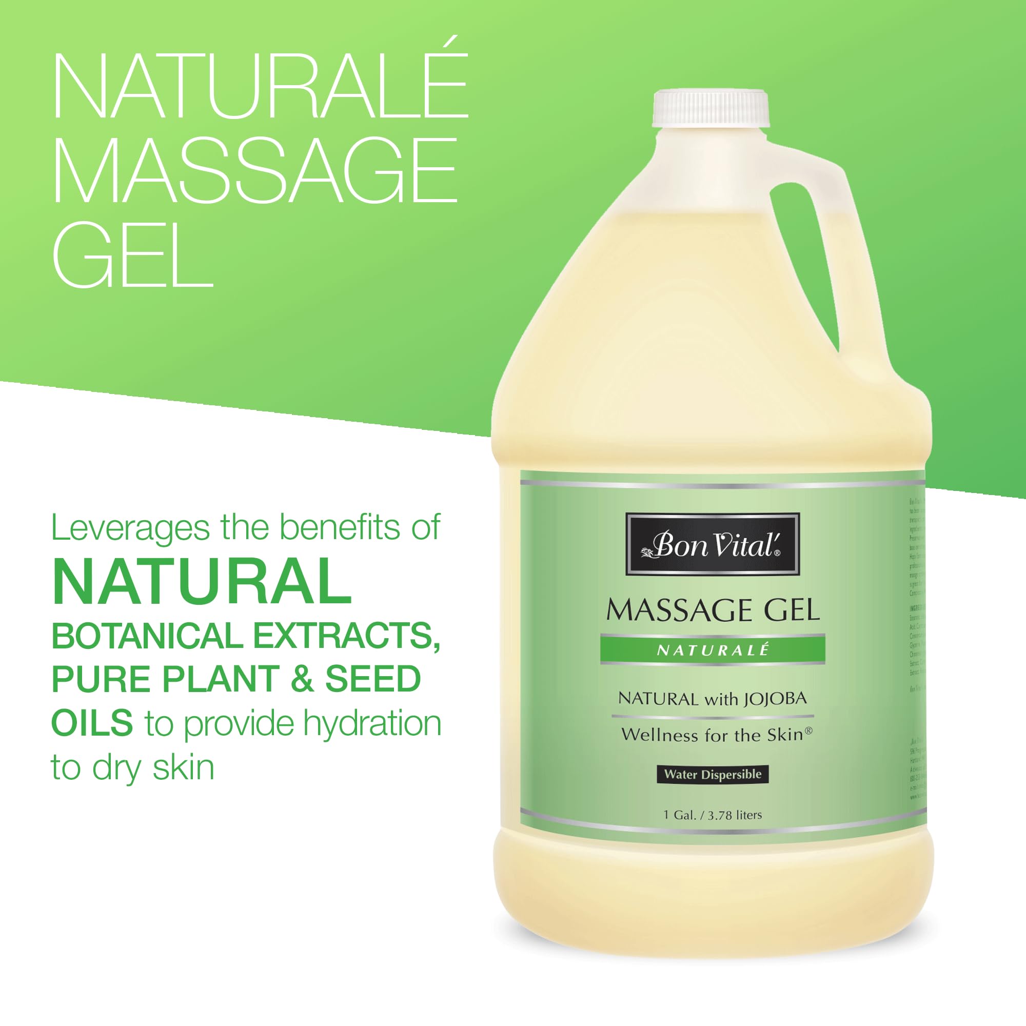 Bon Vital' Naturale Gel uses safflower oil to lock in moisture during massage.
