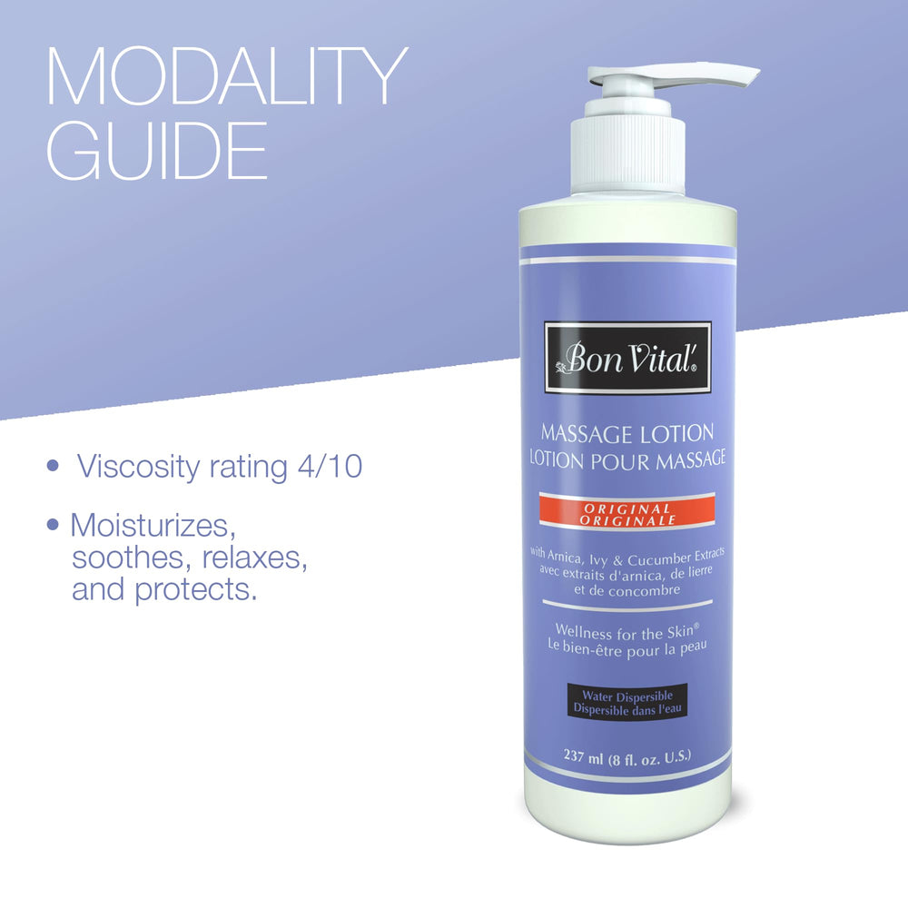 Bon Vital' Original Massage Lotion clinic-pump compatible for mess-free dispensing.