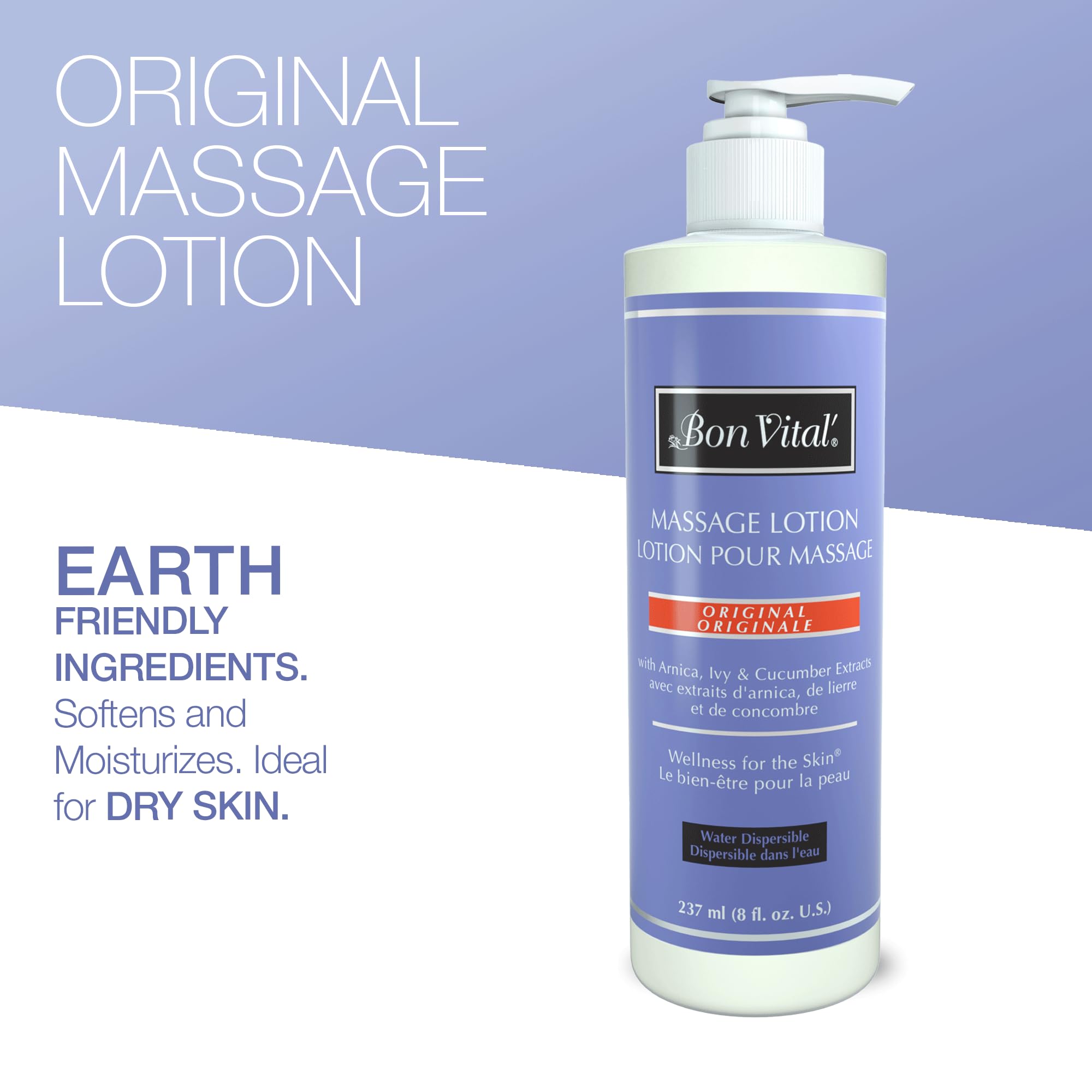 Bon Vital' Original Massage Lotion non-greasy finish supports quick cleanup after each session.