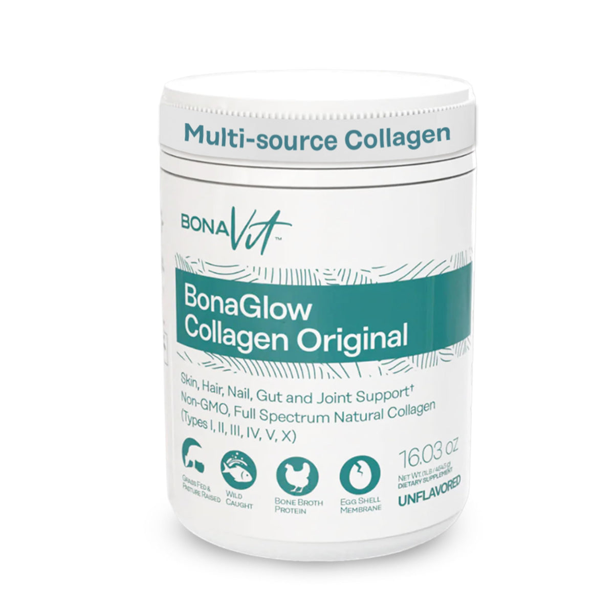 Bonavit Multi Collagen Peptides bottle pour for easy daily dosing