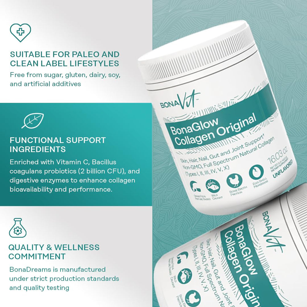 Bonavit ingredient label shows vitamin C, probiotics, and enzymes for absorption potential