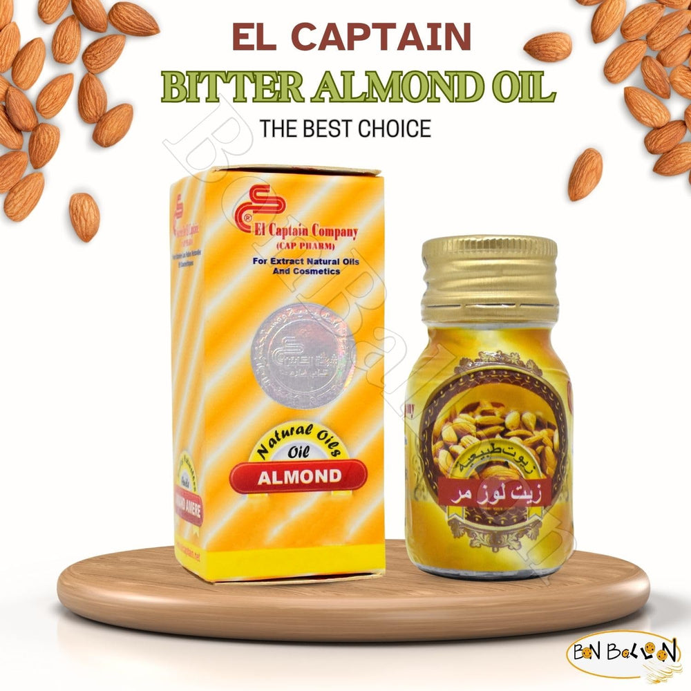Elcaptain almond oil dropper for precise application on skin.