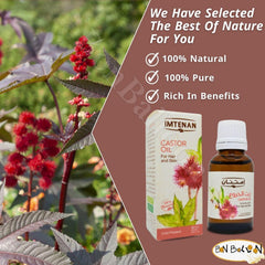 Bonballoon Imtenan castor oil label closeup showing a pure herbal formula