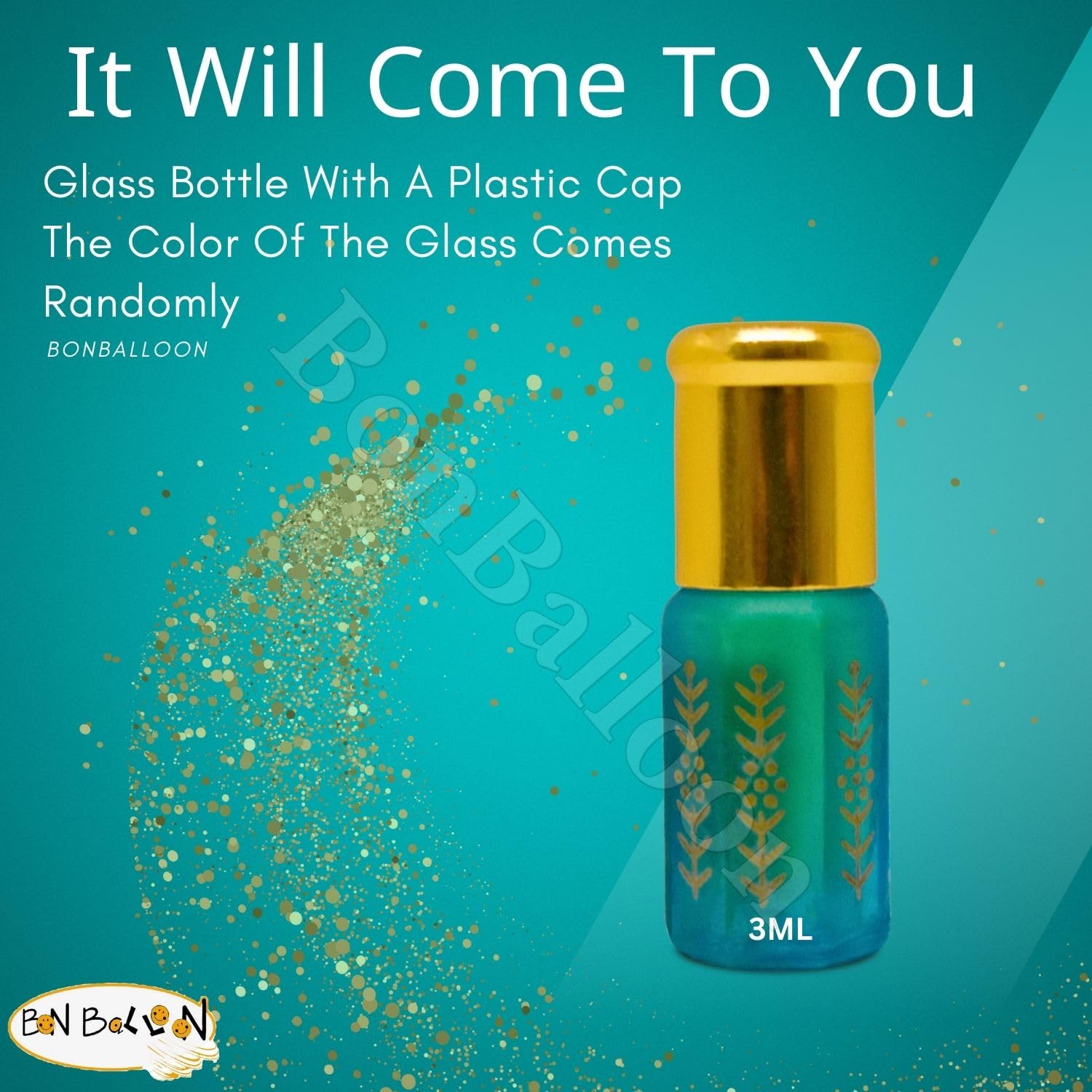 bonballoon Pink Musk Attar clear-glass bottle reveals warm amber hues