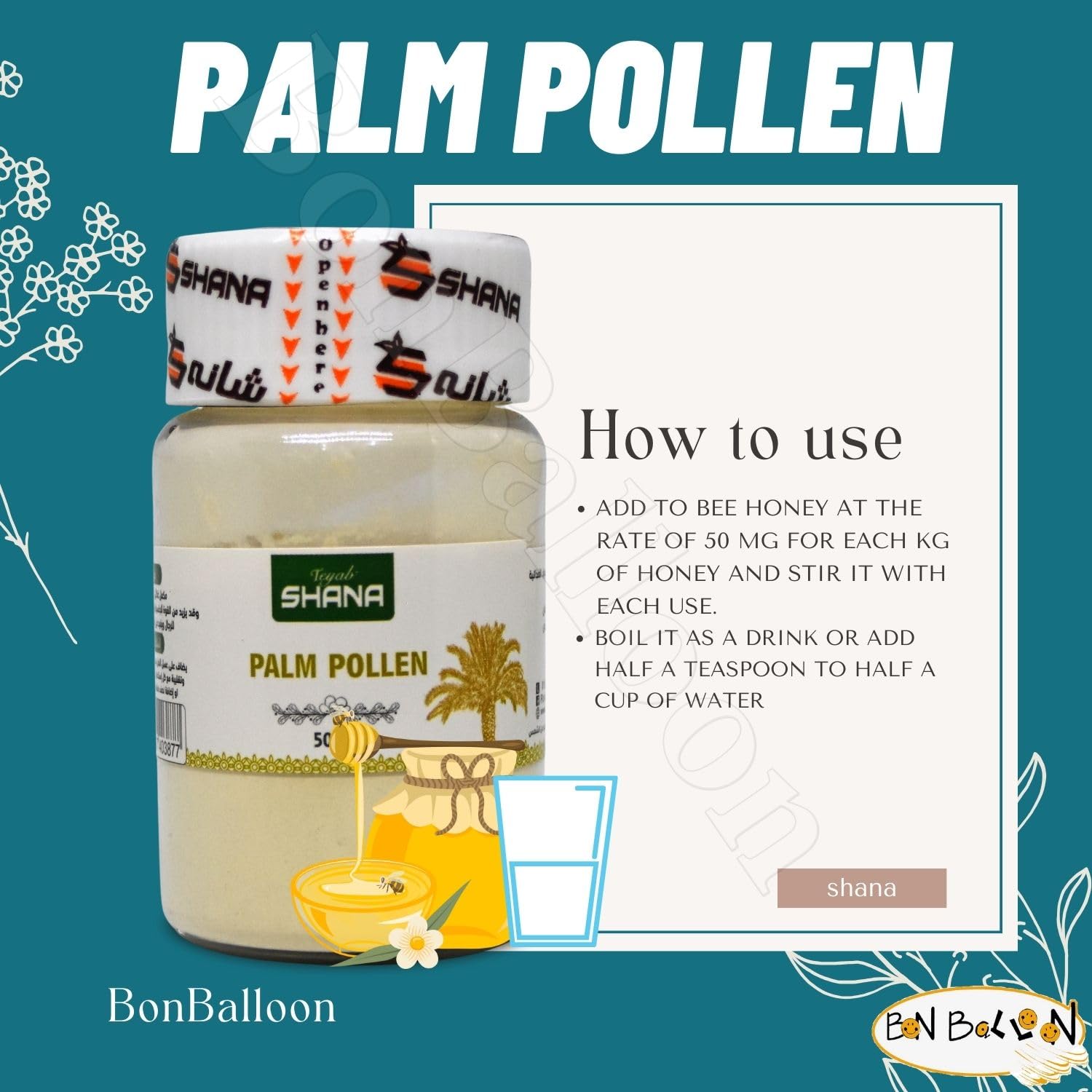 Bonballoon Shana Palm Pollen Powder close-up reveals fine texture ideal for mixing