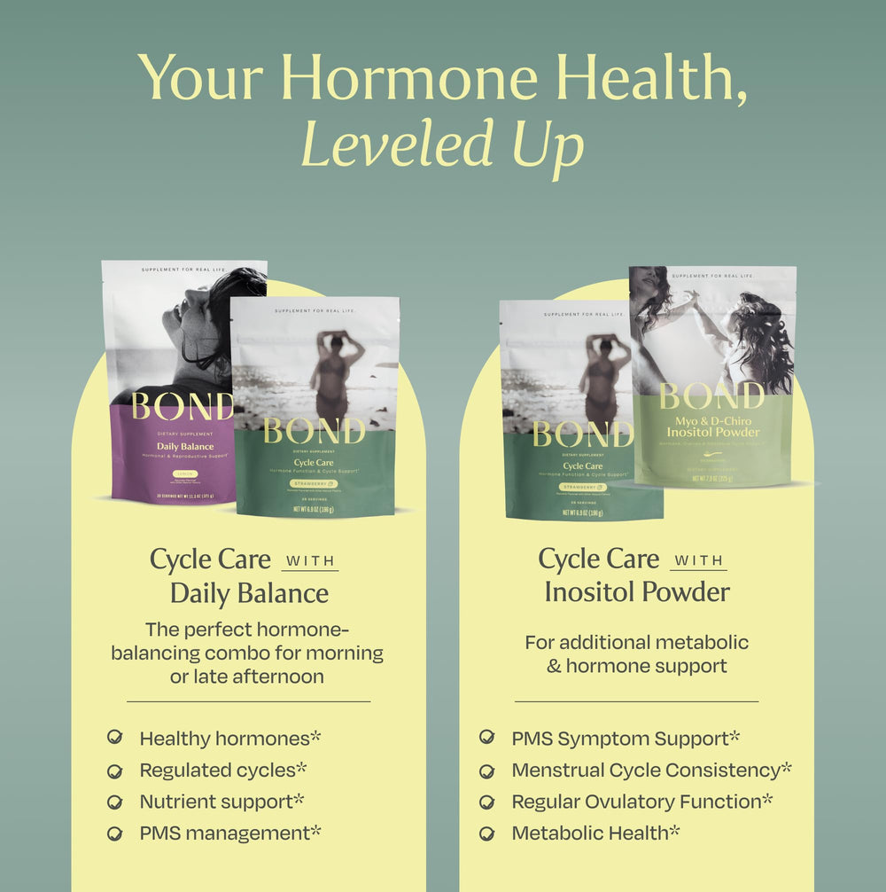 Bond Cycle Care ingredients list featuring magnesium, turmeric, and glutathione.
