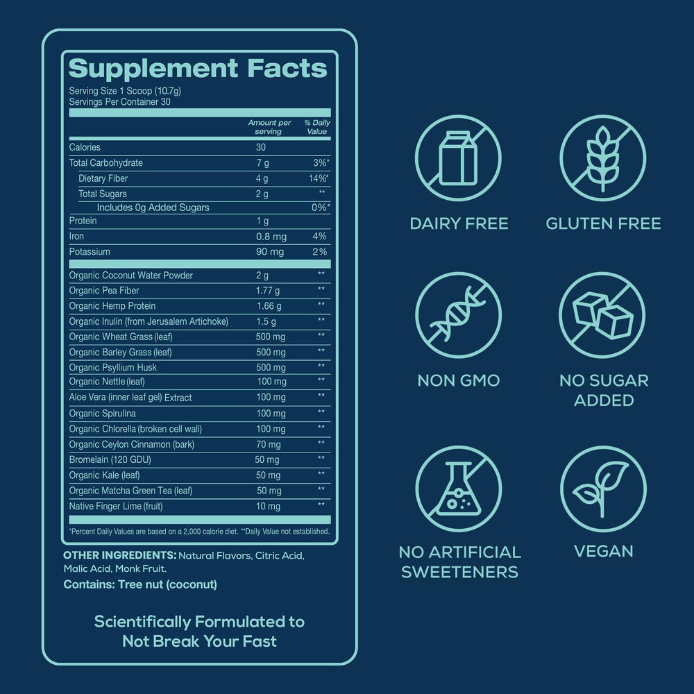 Bondi Pure detox superfoods featuring spirulina and chlorella for antioxidant activity.