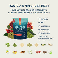 Bondi Pure Green Apple powder tub designed for plant-based fiber intake.