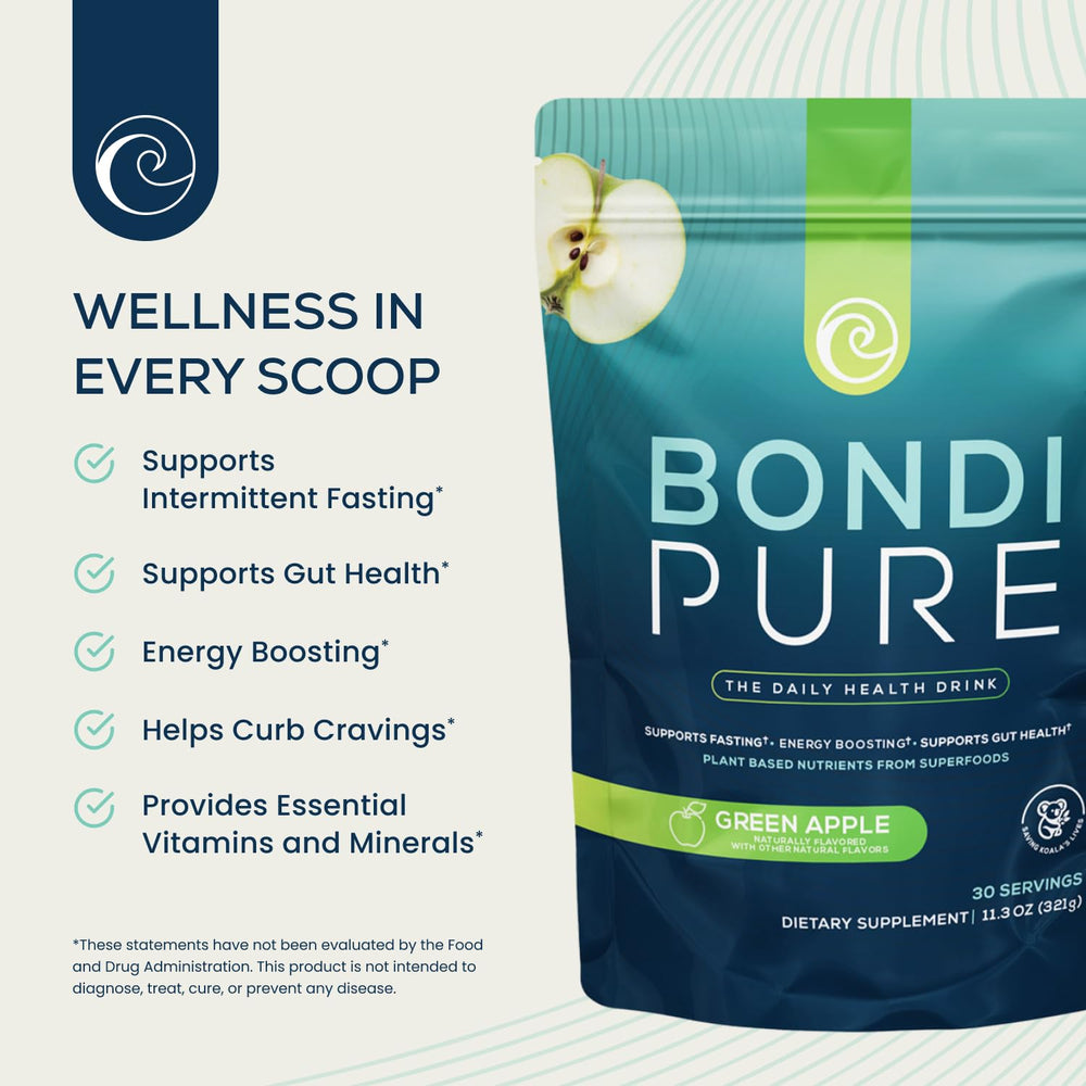 Bondi Pure plant-based fibers scoop highlights fiber-rich mix for digestive support.