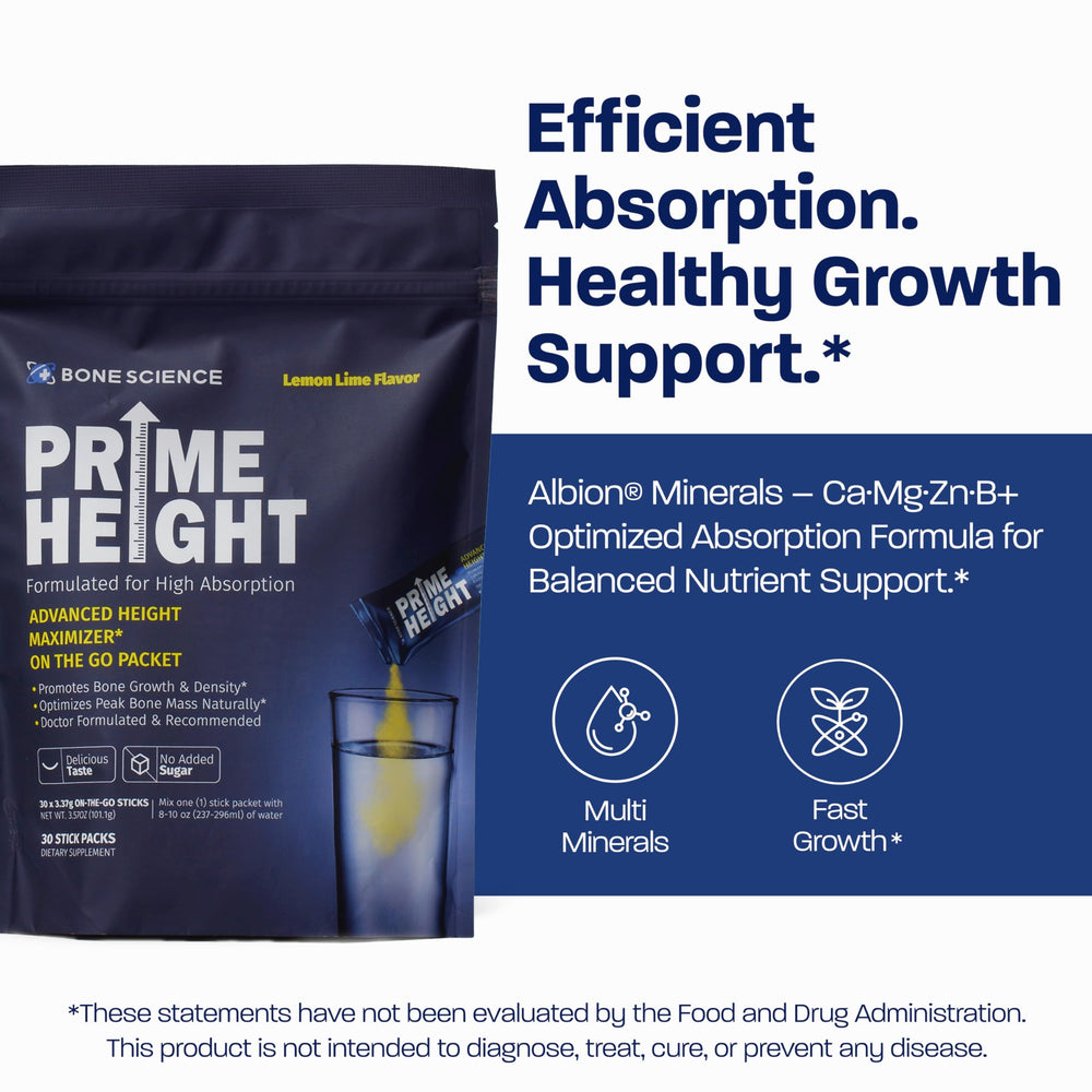 Bone Science Prime Height dissolving in water enables quick absorption after activity.