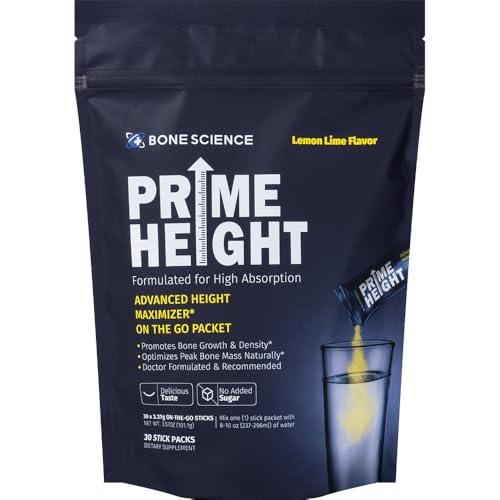 Bone Science Prime Height stick-pack ready for on-the-go teen nutrition.