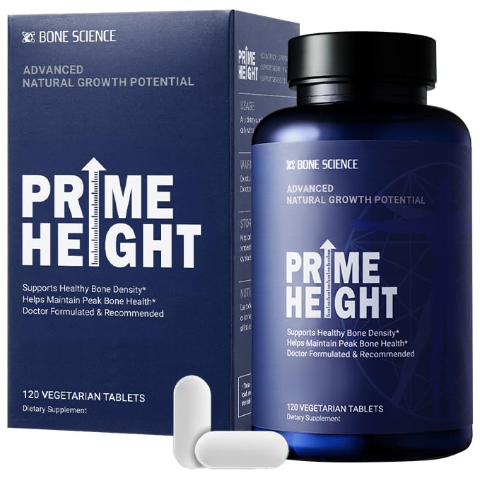 BONE SCIENCE Prime Height tablets in bottle for bone and joint support.