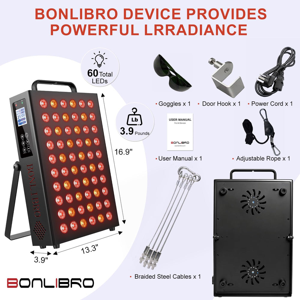 BONLIBRO red light panel wall-mount kit attached