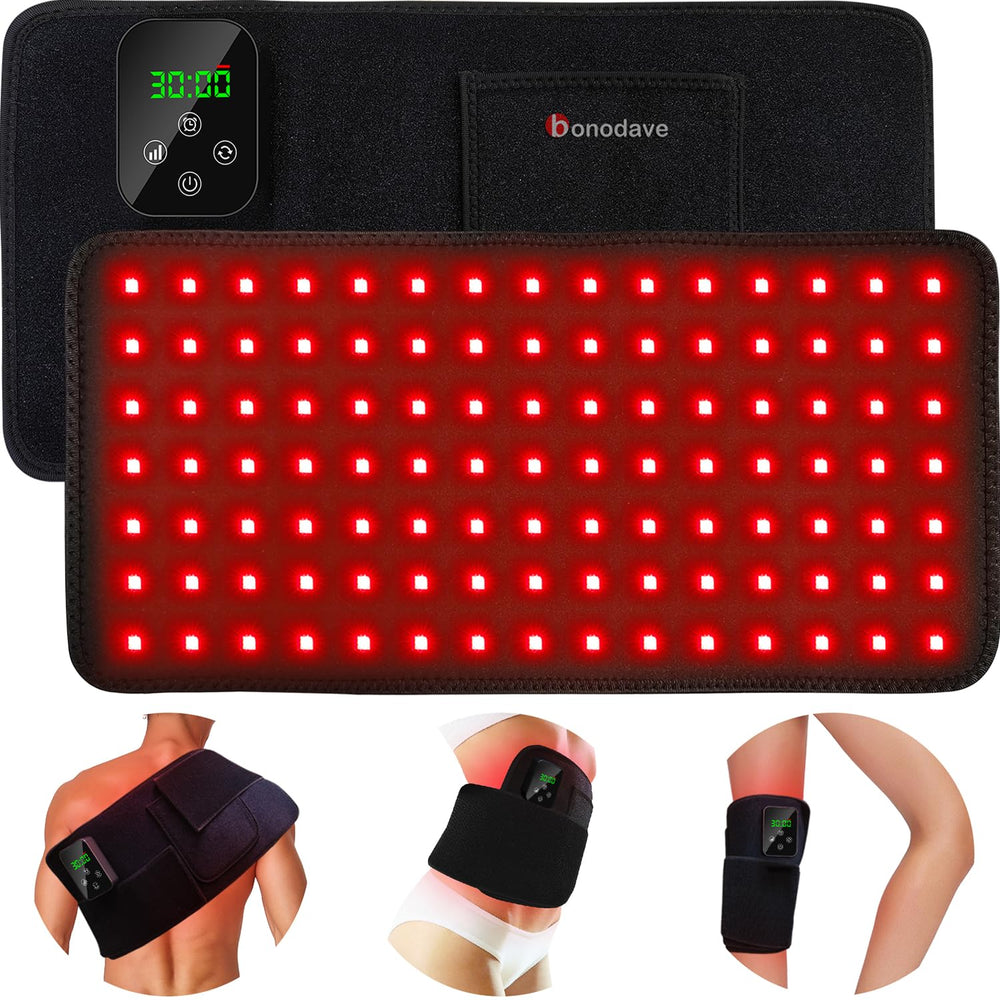 bonodave red light pad targets back and shoulders with warm, comforting therapy