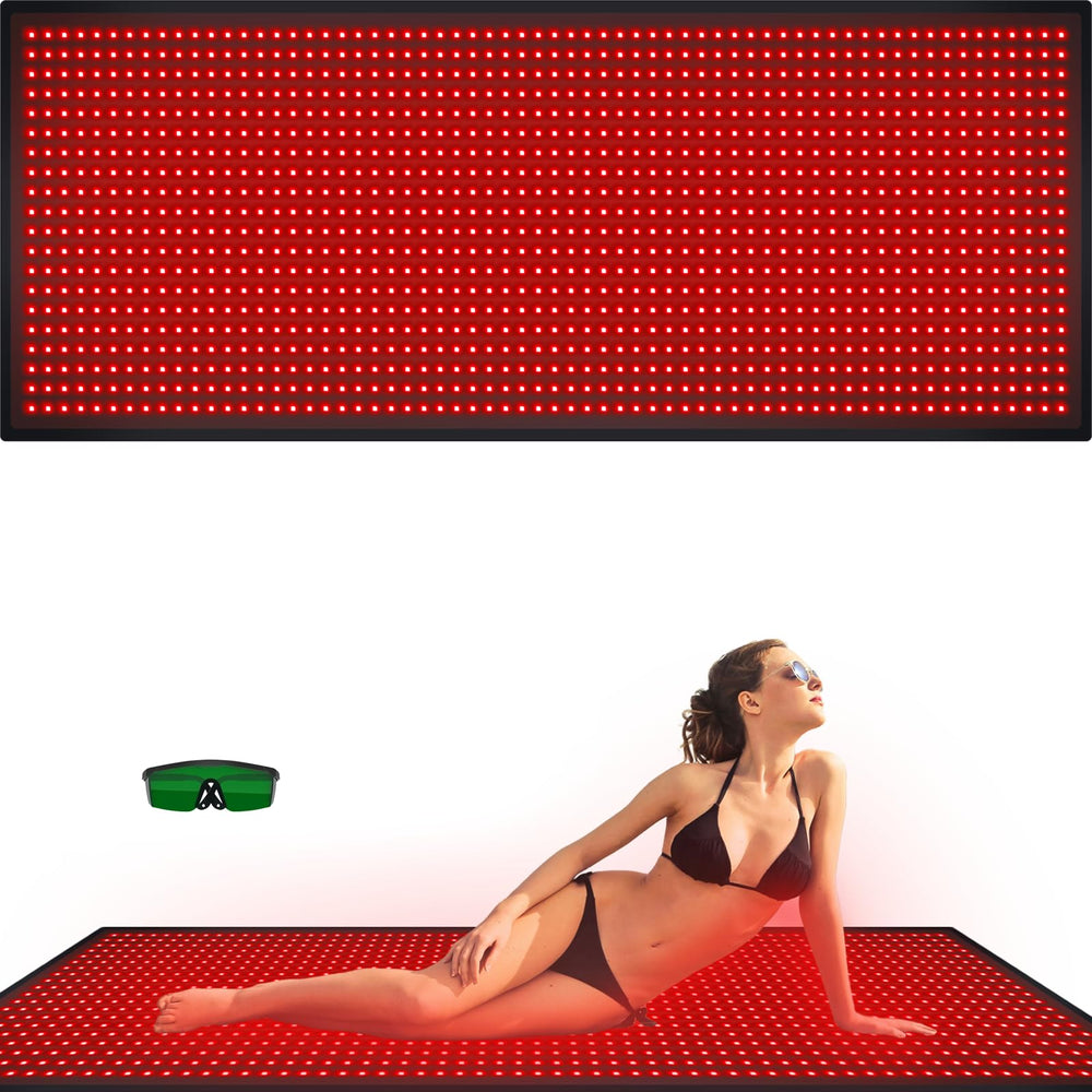 Bonodave red light therapy mat laid out for full-body coverage at home