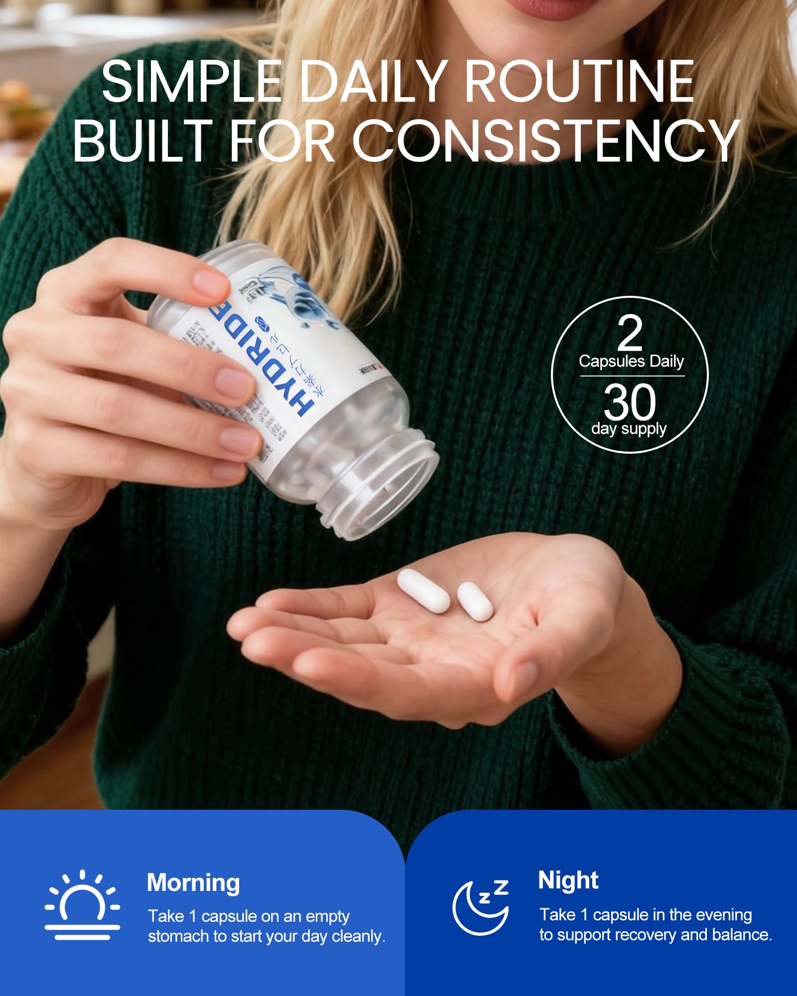 bonsanpharmaceutical with water suggests a simple daily ritual.