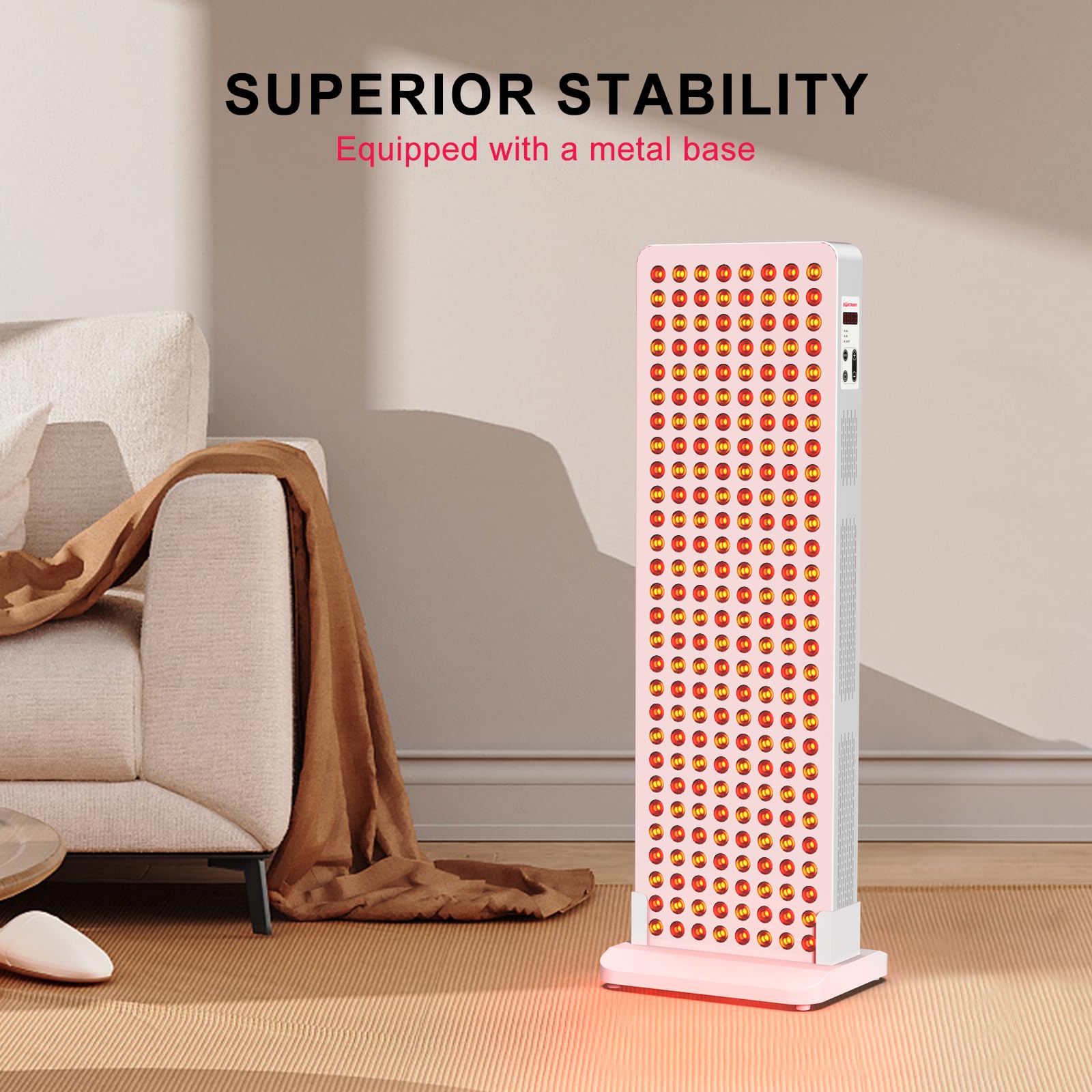 Stable base keeps the unit steady during seated, standing, or lying-down use.