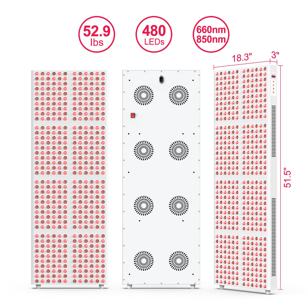 BONTANNY red light therapy panel side view showing compact footprint for home use.