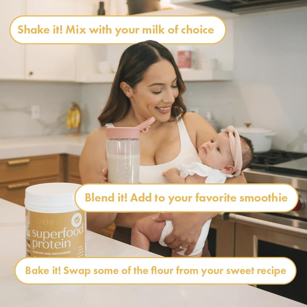 Boobie Body vegan protein close-up, emphasizing plant-based nutrition for motherhood.