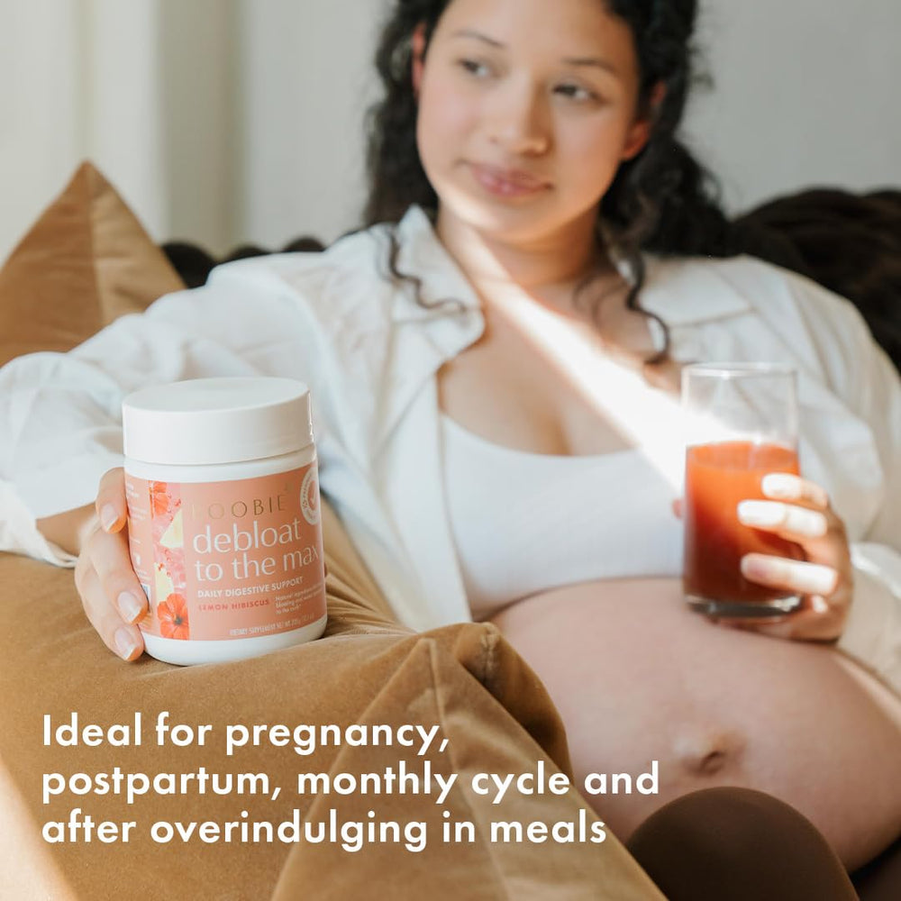 Boobie Debloat to the Max ingredient panel highlighting marshmallow root for gut support.