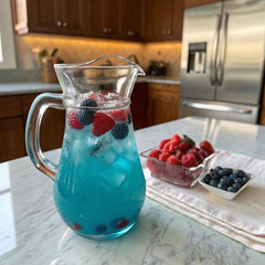 Boobie Hydromom blue raspberry lemonade packet for lactation hydration on busy days.