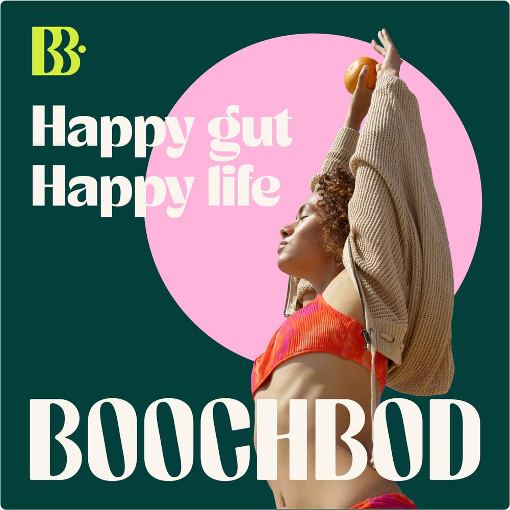 BoochBod nutrition label highlights fiber and probiotic content.