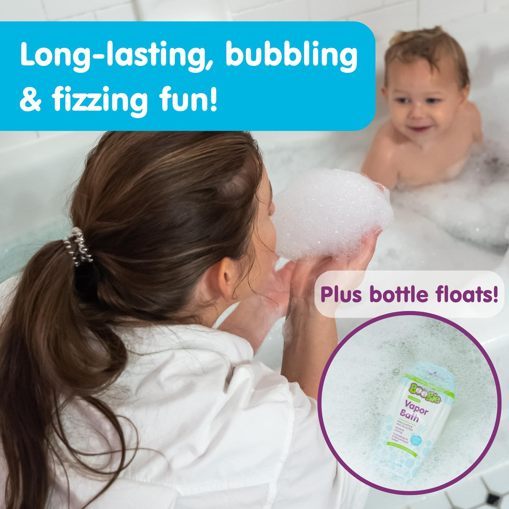 Boogie Kids Botanical Bubble Bath cap shows spill-free top for mess-free baths.