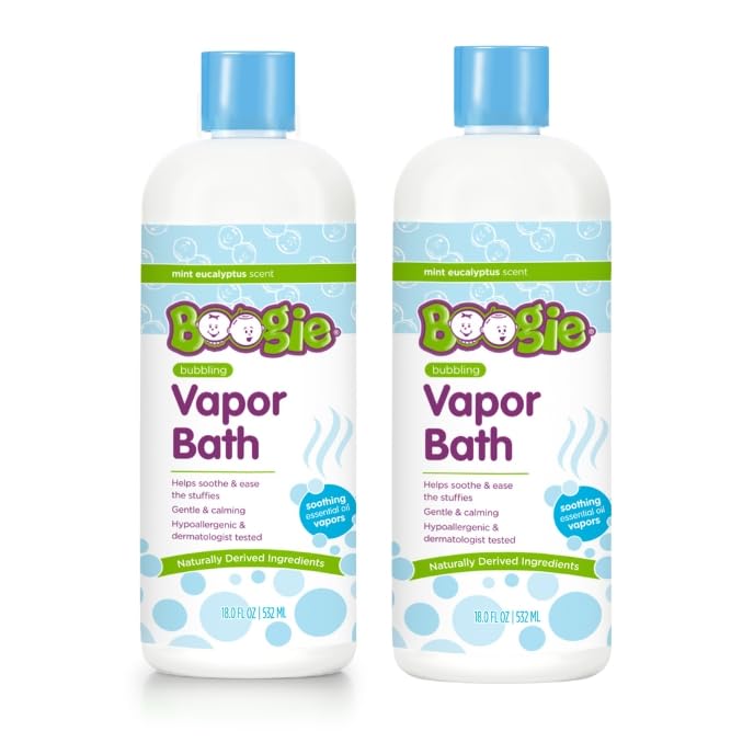 Boogie Kids Botanical Bubble Bath bottles with gentle, long-lasting bubbles and calming scents.