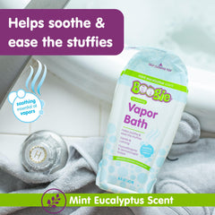 Boogie Kids Botanical Bubble Bath is poured into a warm tub to create soothing bubbles.