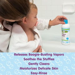 Boogie Kids Bubble Bath bottle with mint eucalyptus aroma for a refreshing soak.