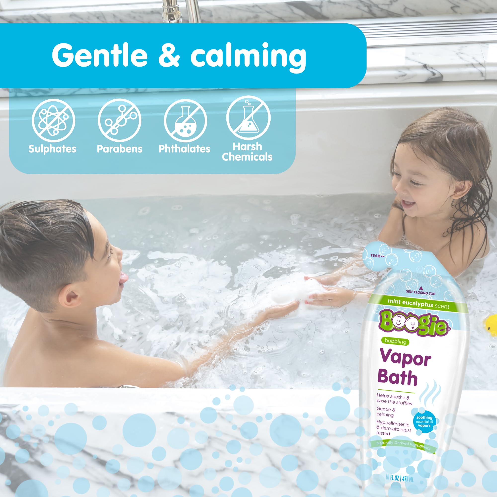 Boogie Kids dermatologist-tested icon signals kid-friendly skincare.