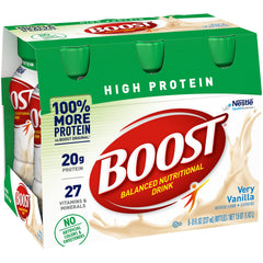 BOOST High Protein Drink Vanilla being poured into a glass for a quick on the go option