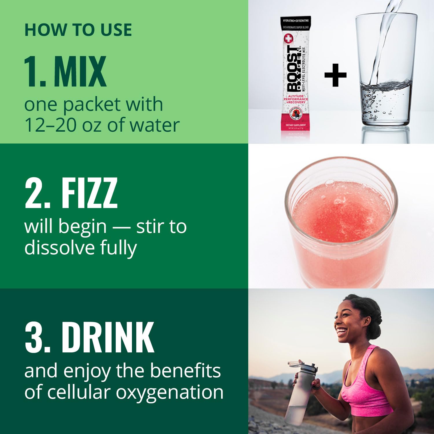 Boost Oxygen athletes using hydration packet during training