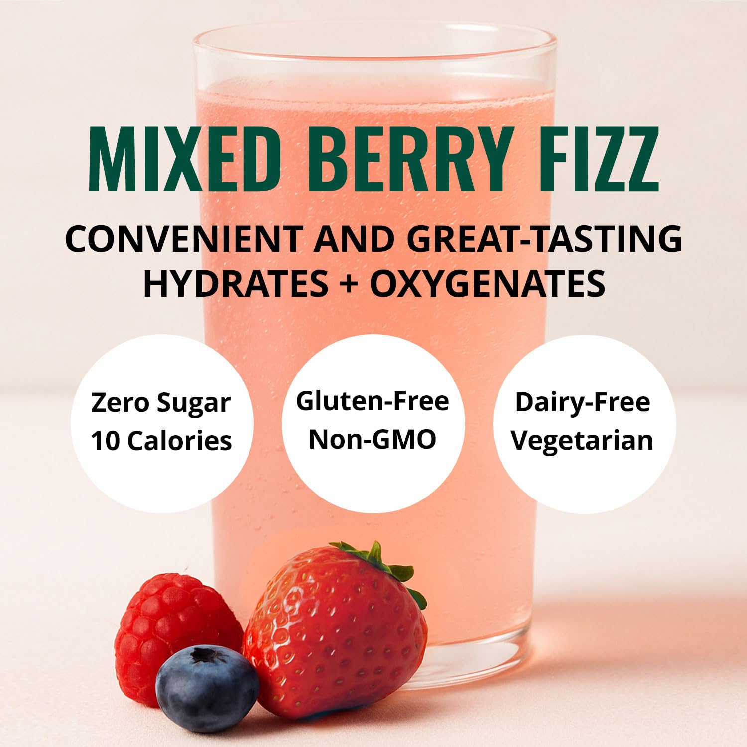 Boost Oxygen hydration packet dissolving in water with lively fizz