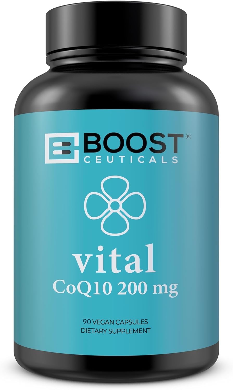BoostCeuticals CoQ10 vegan 200mg bottle with 90 capsules for daily support