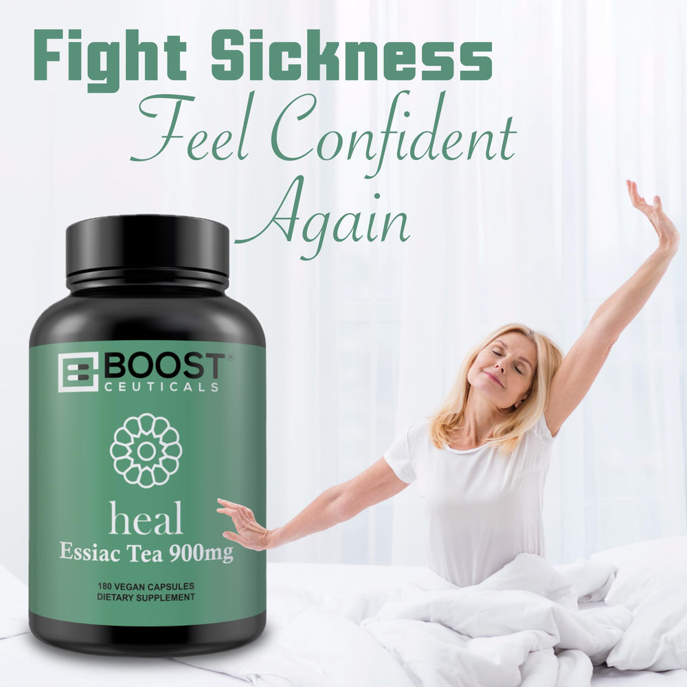 BoostCeuticals Essiac capsules packaging box showcases 180-count supply.