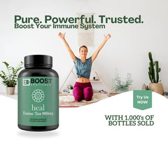 BoostCeuticals Essiac capsules vegan formulation icon signals plant-based support.